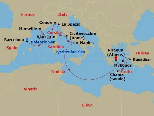 Itinerary schematic diagram