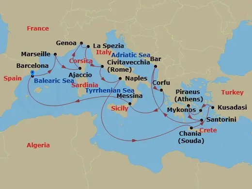 Itinerary schematic diagram