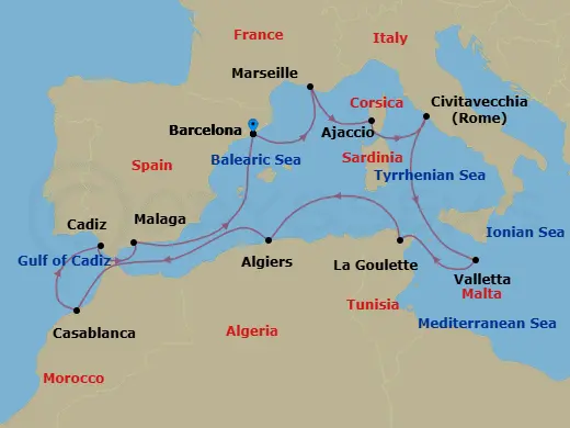 Itinerary schematic diagram
