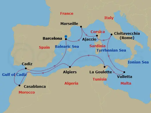 Itinerary schematic diagram