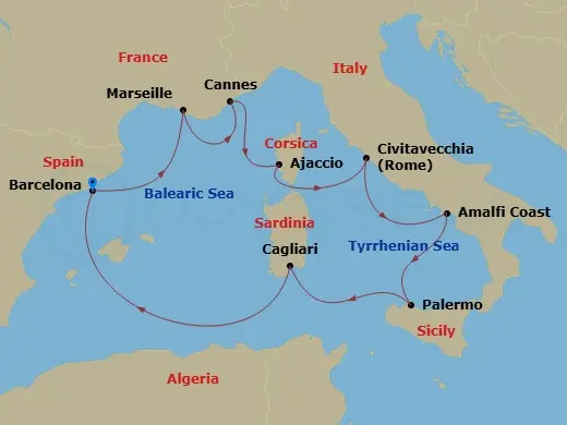 Itinerary schematic diagram