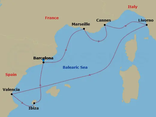 Itinerary schematic diagram