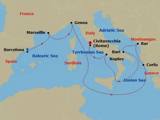 Itinerary schematic diagram