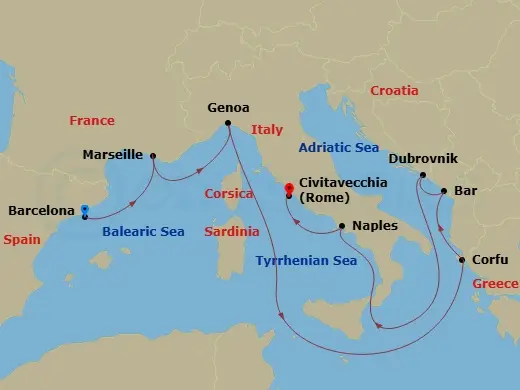 Itinerary schematic diagram