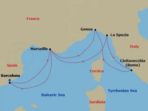 Itinerary schematic diagram