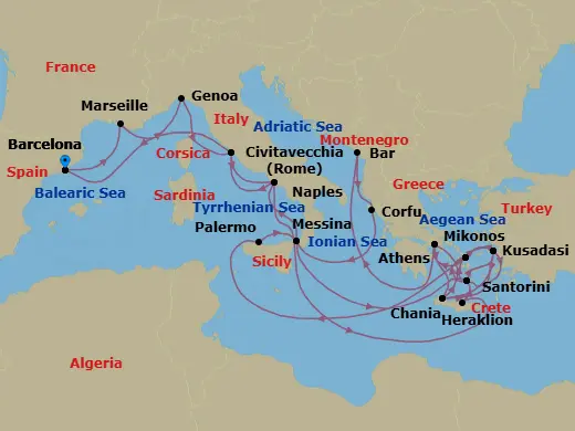 Itinerary schematic diagram