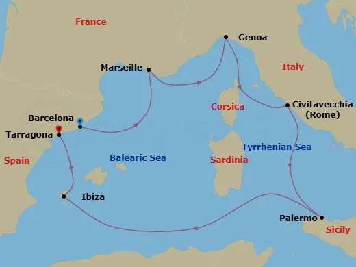 Itinerary schematic diagram