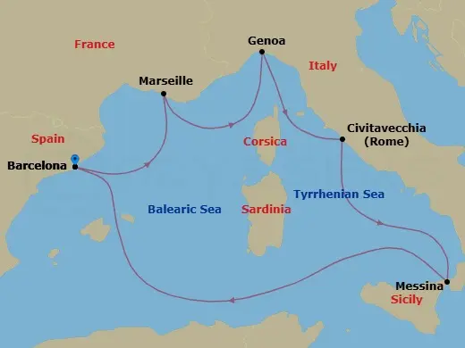 Itinerary schematic diagram