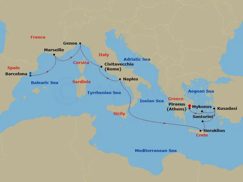 Itinerary schematic diagram