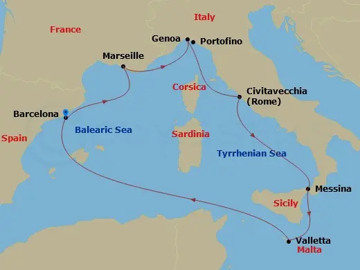 Itinerary schematic diagram