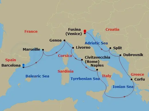 Itinerary schematic diagram