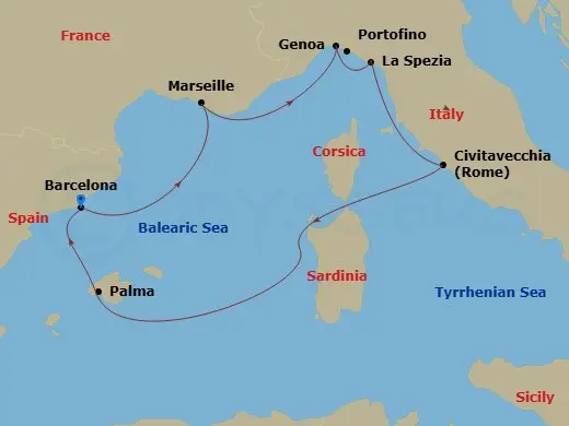 Itinerary schematic diagram