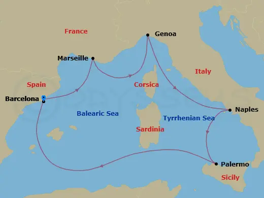 Itinerary schematic diagram