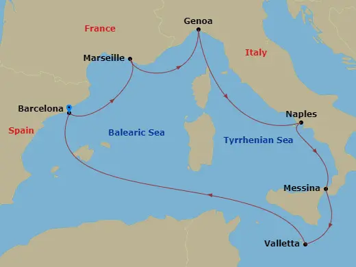 Itinerary schematic diagram