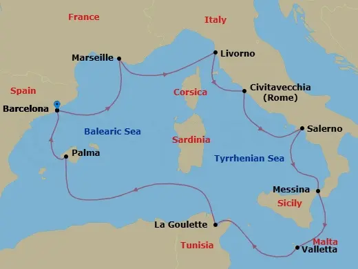 Itinerary schematic diagram