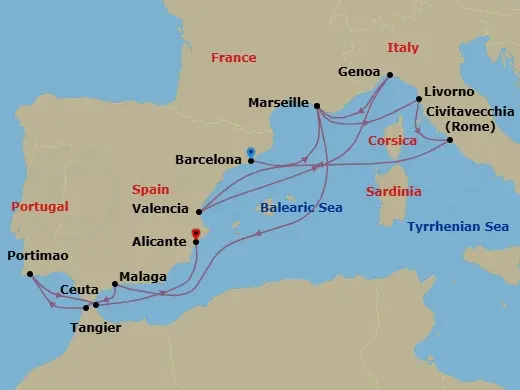 Itinerary schematic diagram