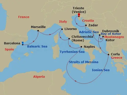 Itinerary schematic diagram