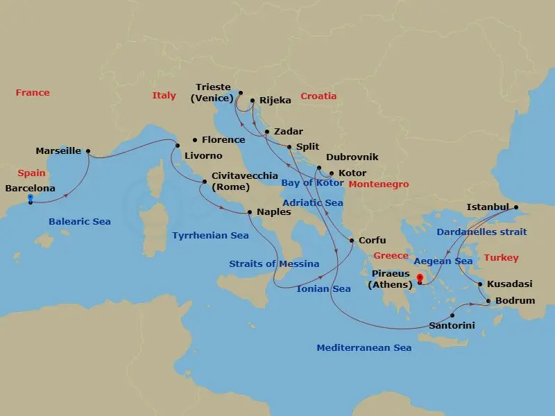 Itinerary schematic diagram