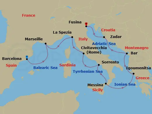 Itinerary schematic diagram