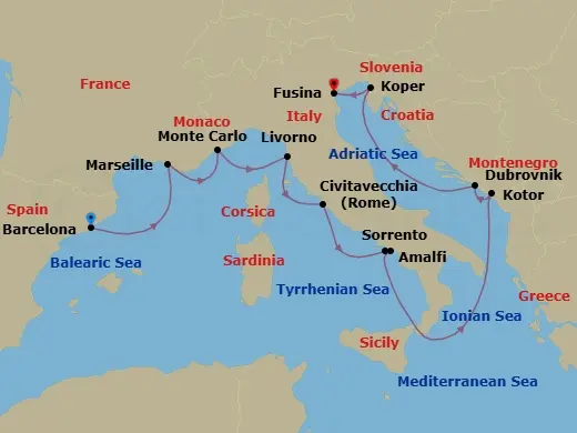 Itinerary schematic diagram