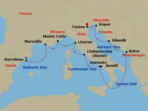 Itinerary schematic diagram