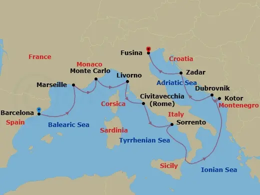 Itinerary schematic diagram
