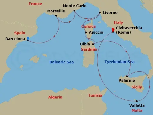 Itinerary schematic diagram