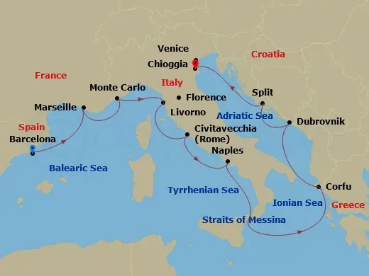 Itinerary schematic diagram