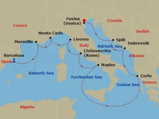 Itinerary schematic diagram