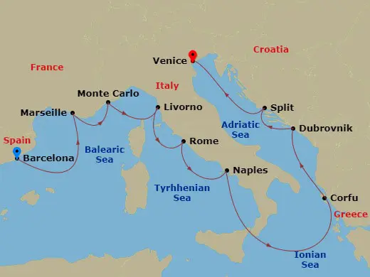 Itinerary schematic diagram