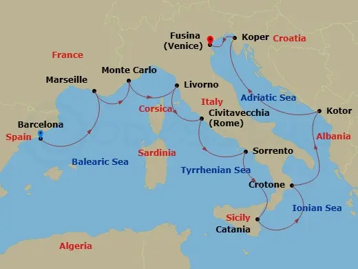 Itinerary schematic diagram