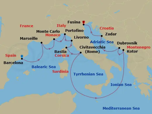 Itinerary schematic diagram