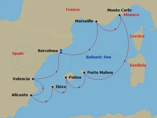 Itinerary schematic diagram