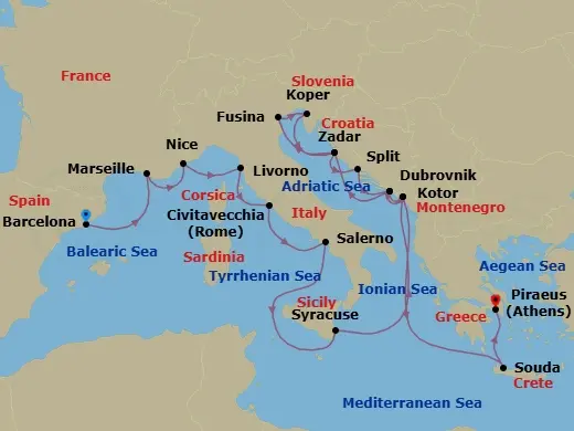 Itinerary schematic diagram