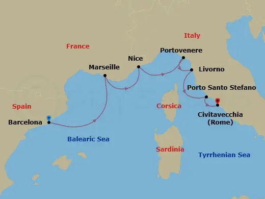 Itinerary schematic diagram