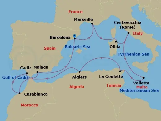 Itinerary schematic diagram