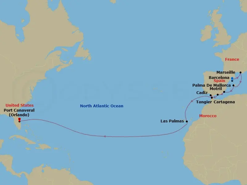 Itinerary schematic diagram