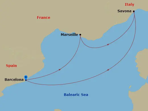 Itinerary schematic diagram