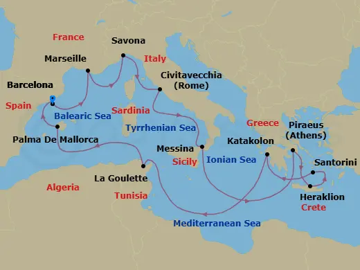 Itinerary schematic diagram