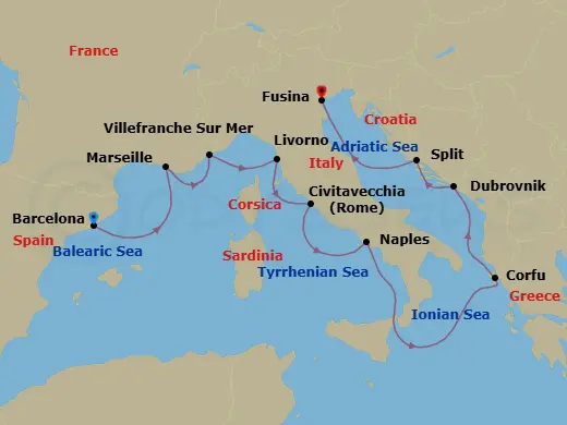 Itinerary schematic diagram