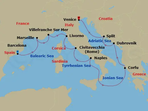 Itinerary schematic diagram