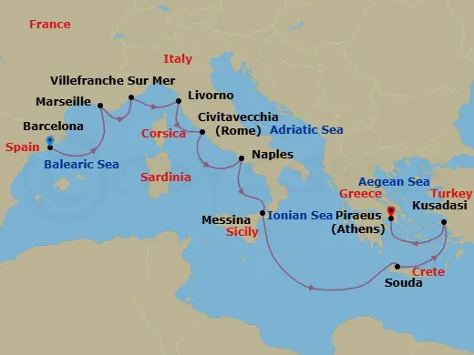 Itinerary schematic diagram