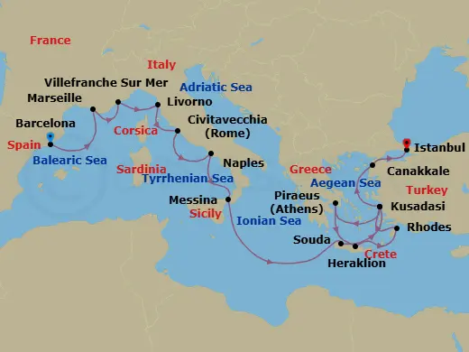 Itinerary schematic diagram