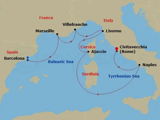 Itinerary schematic diagram