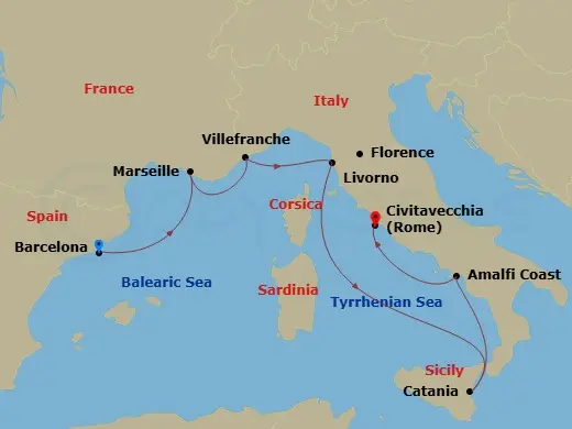 Itinerary schematic diagram