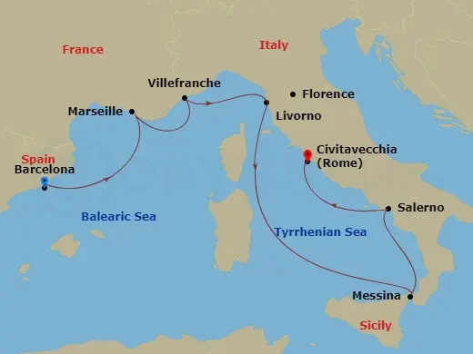 Itinerary schematic diagram