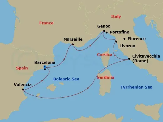 Itinerary schematic diagram