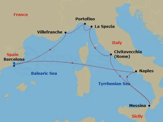 Itinerary schematic diagram