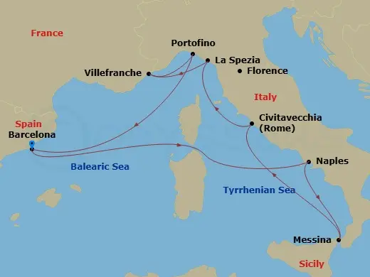 Itinerary schematic diagram