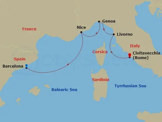Itinerary schematic diagram